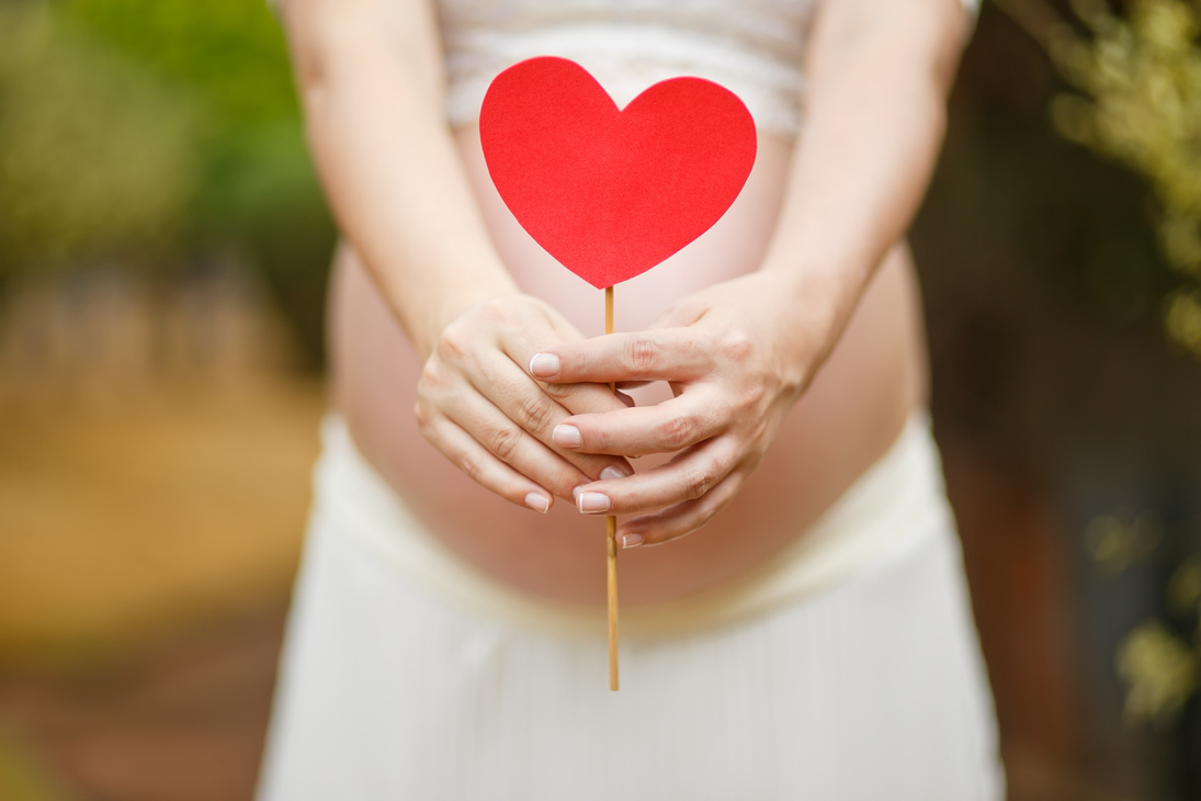 Pregnant Woman Holding Heart